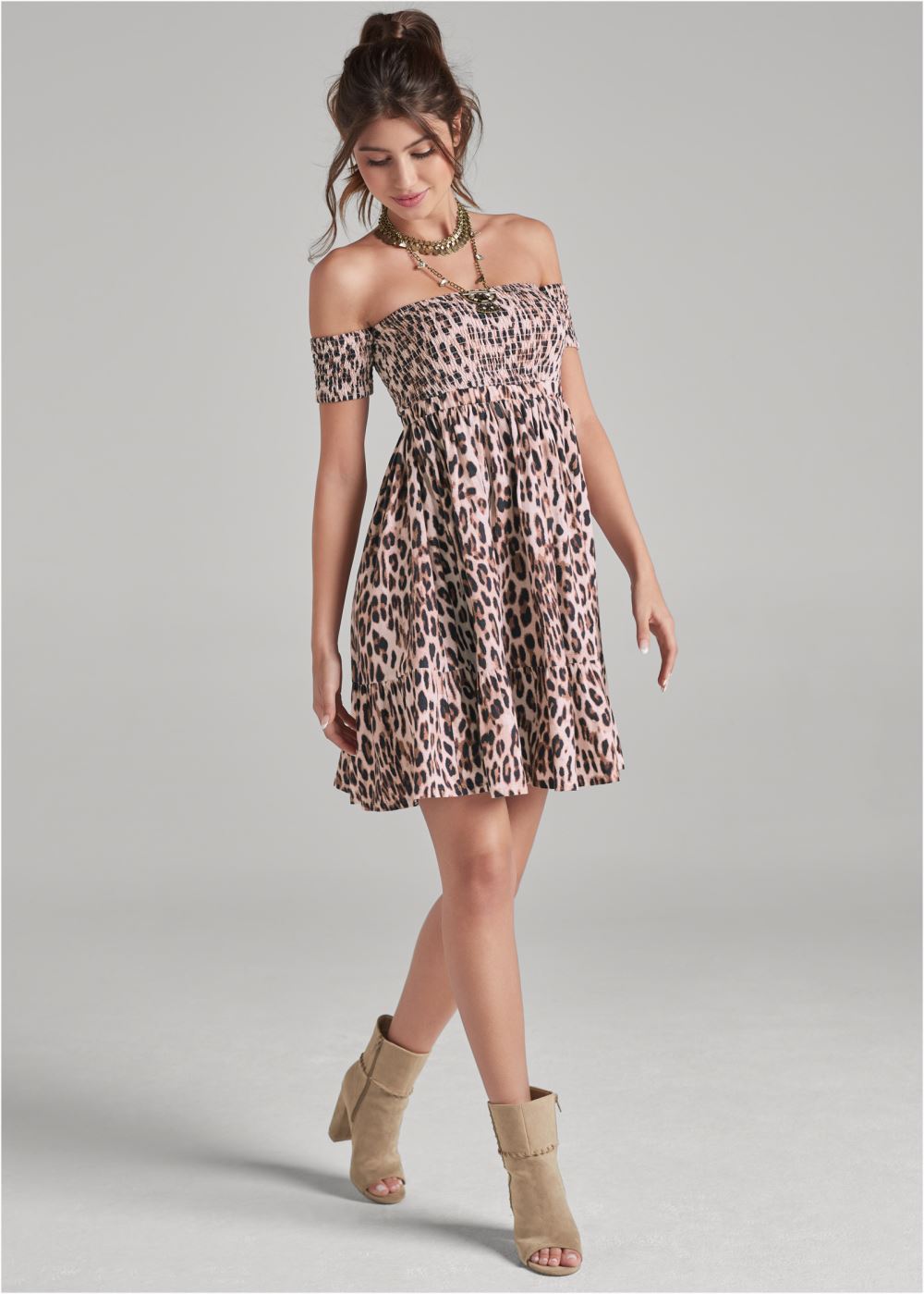 Venus Sand Dune Cheetah Print Dress - Brown Multi