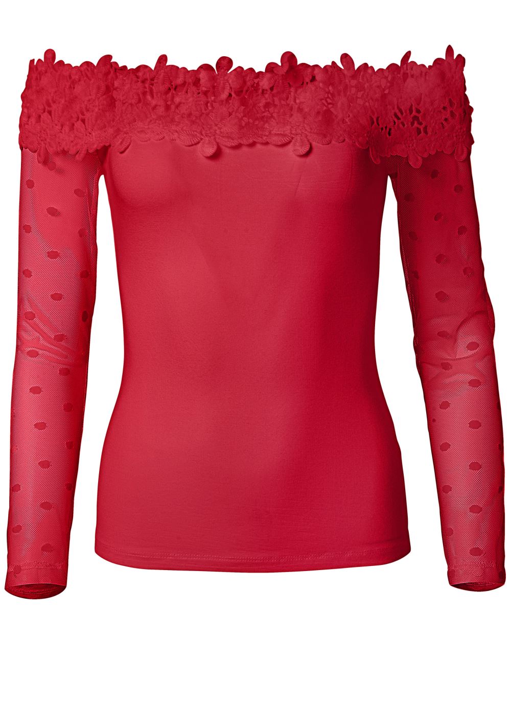 Venus Swiss Dot Lace Top in Red