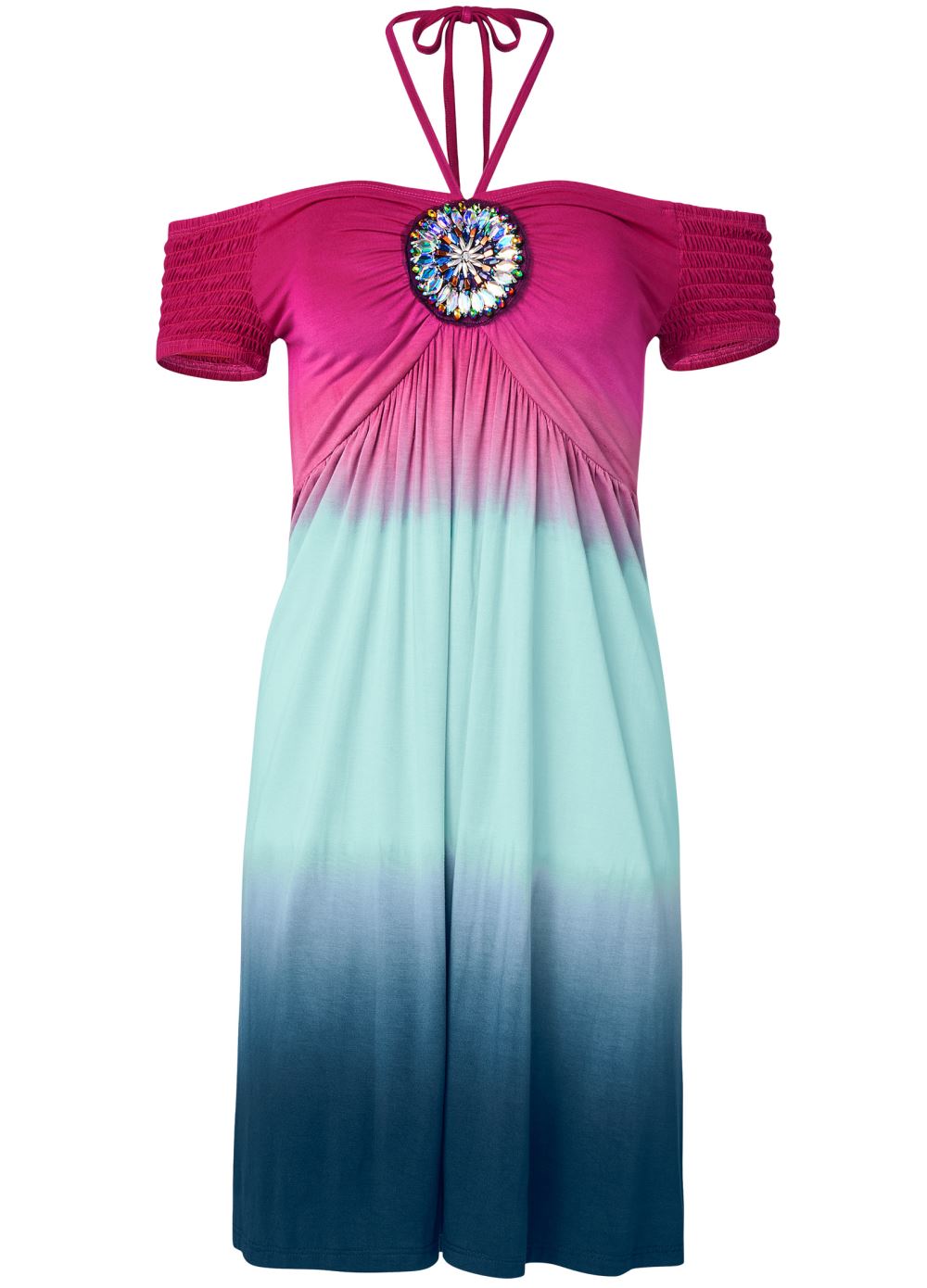 Venus Embellished Ombre Dress - Blue & Pink