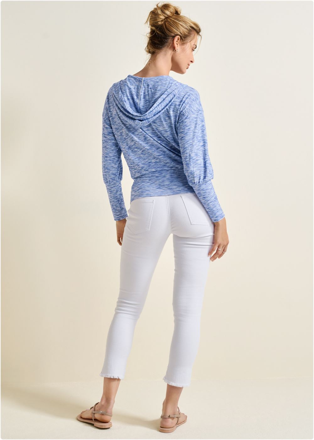 Venus Space Dye Rib Knit Hoodie in Blue Multi