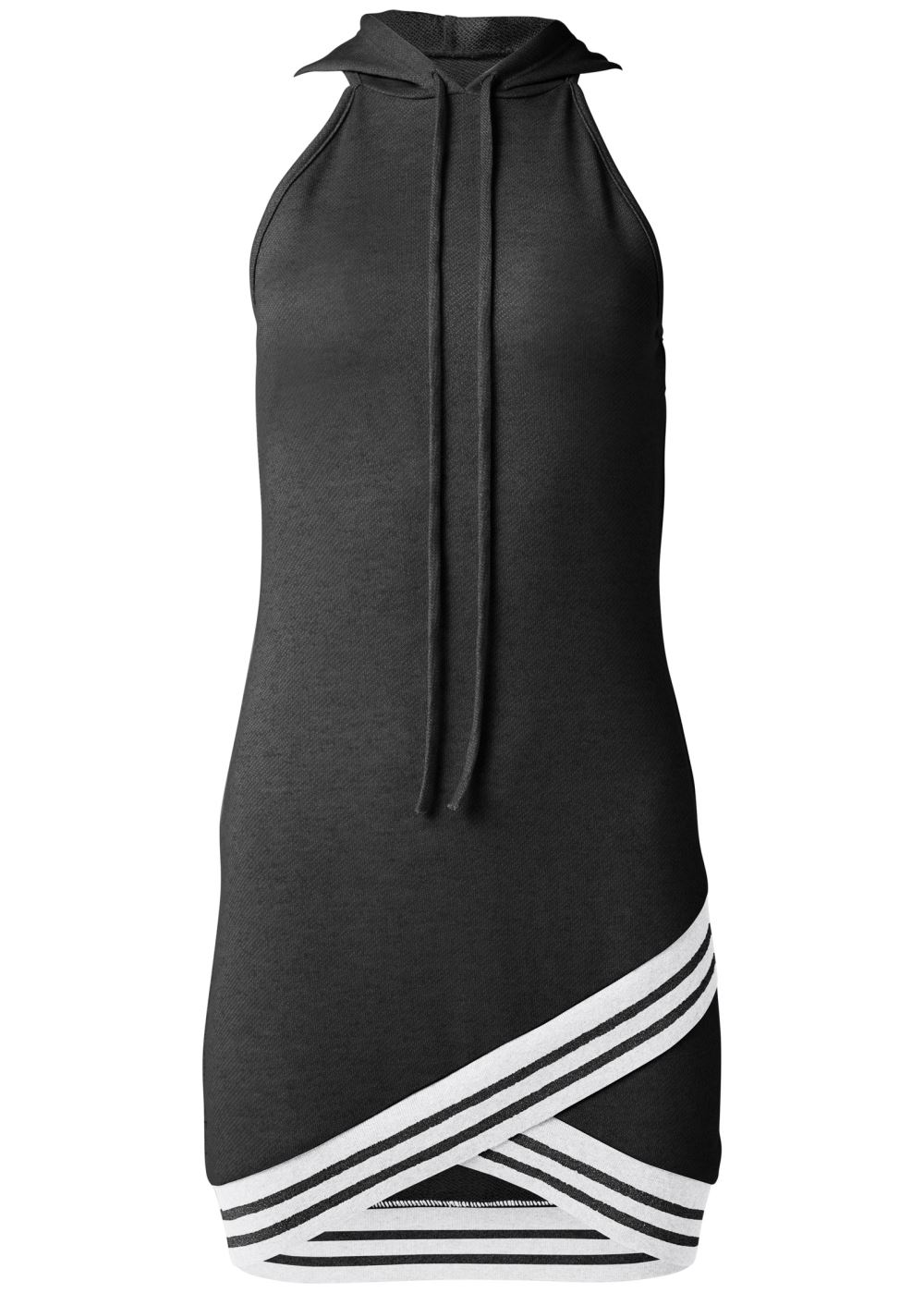 Venus Hooded Detail Dress in Black Multi