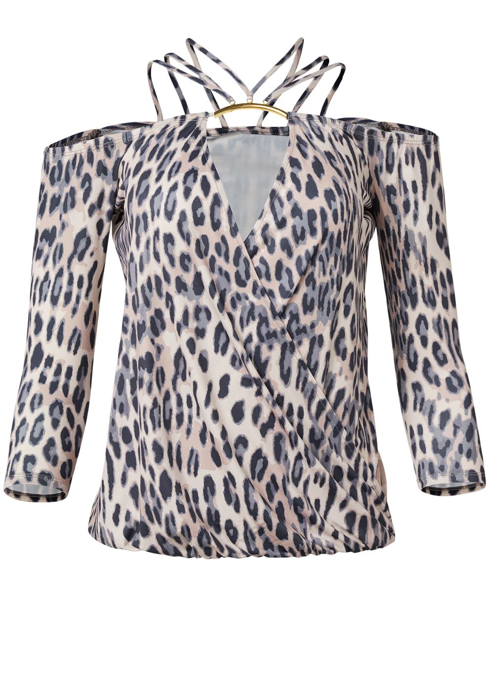 Venus Strappy Cold-Shoulder Top in Off White Multi