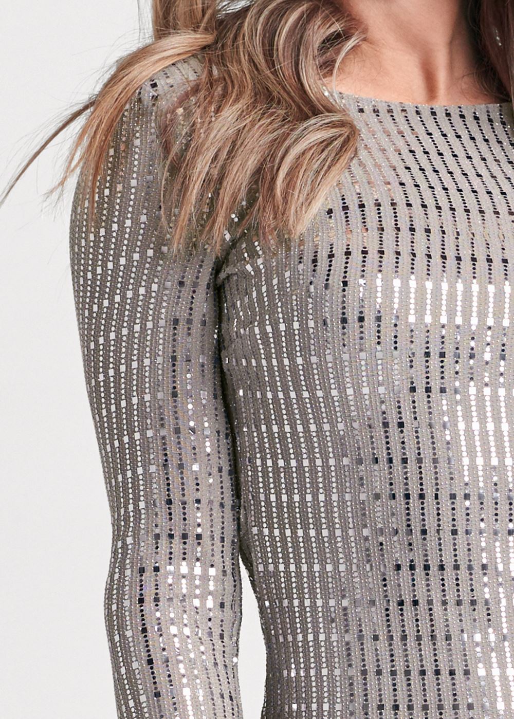 Venus Open Back Shimmer Dress - Silver