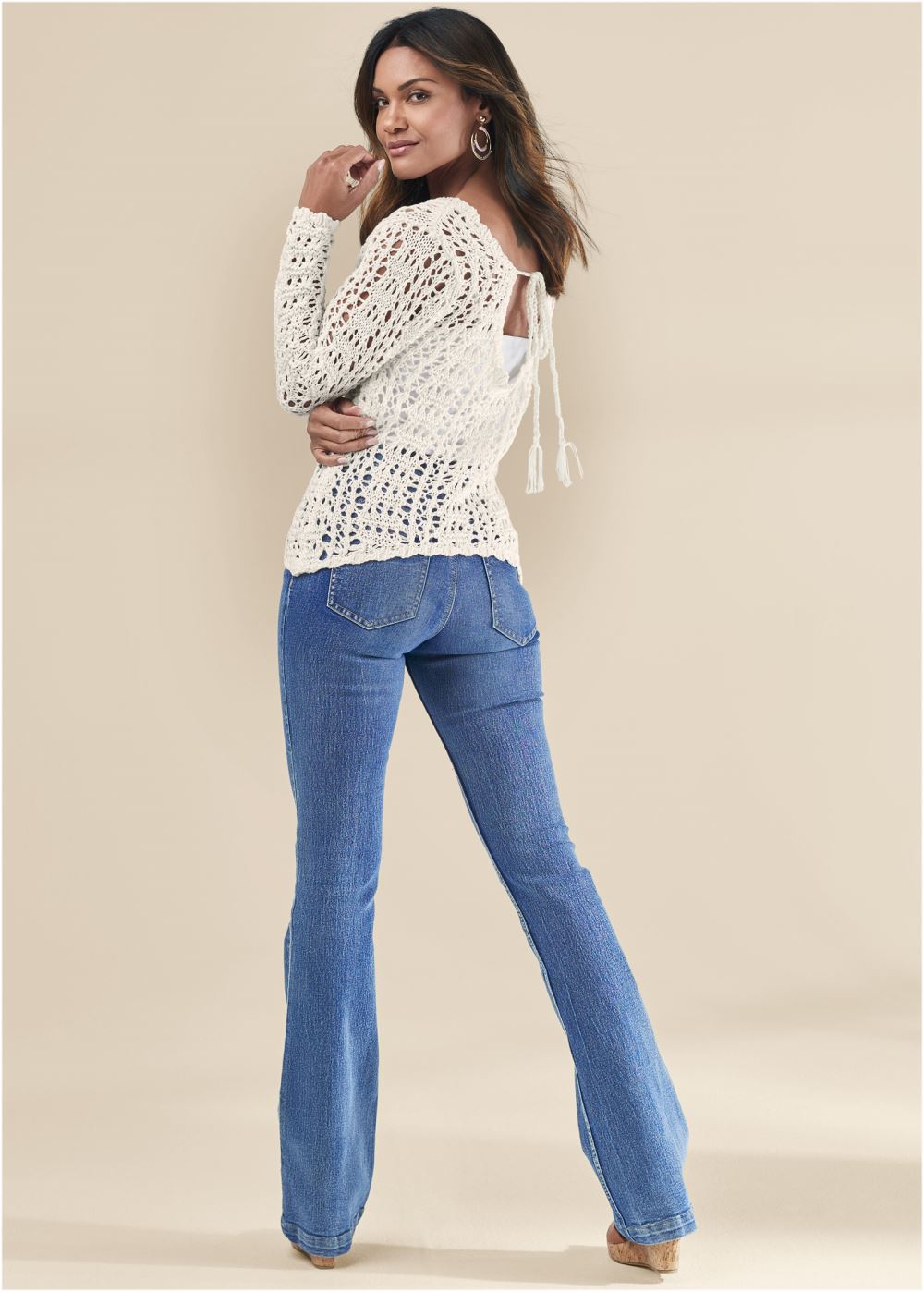 Venus VENUS | Crochet Knit Sweater in Off White