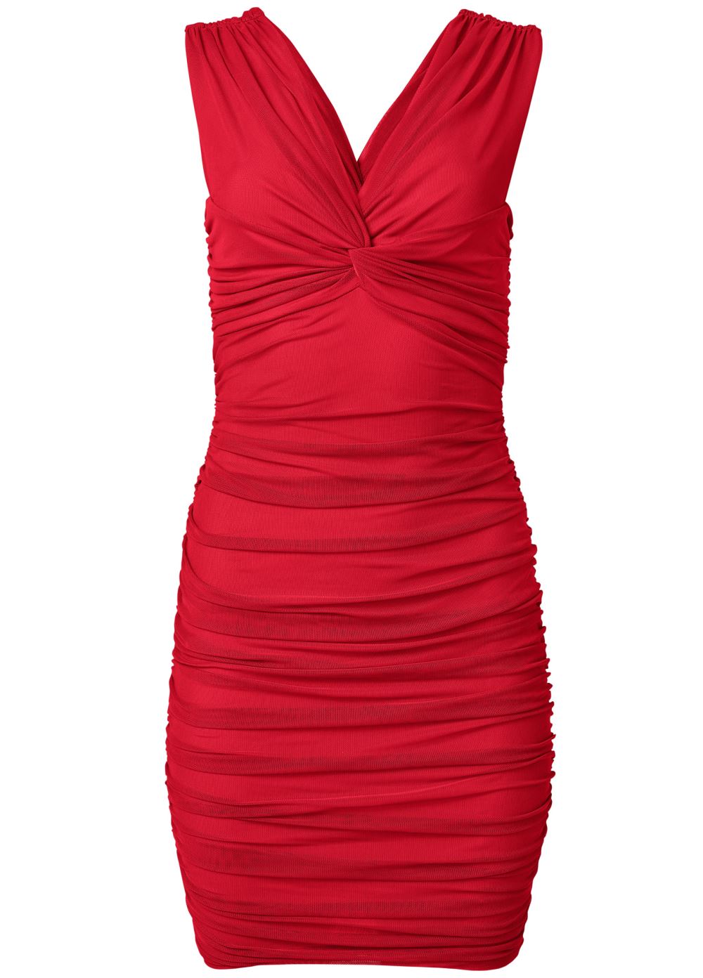 Venus Twist Front Mesh Dress - Red