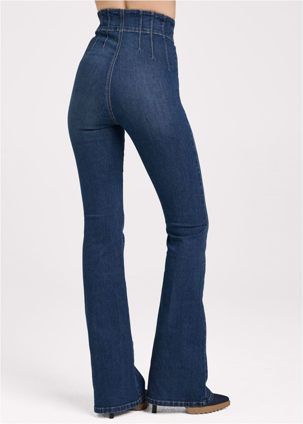 Venus Dark Wash PINTUCK SEMI-FLARE JEANS