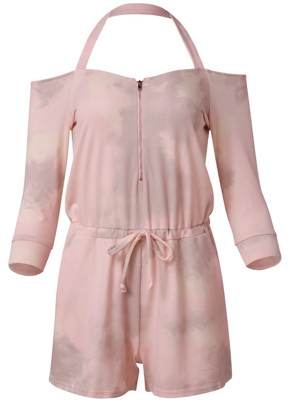 Venus Sand Dune Tie-Dye Halter Romper in Blush Multi