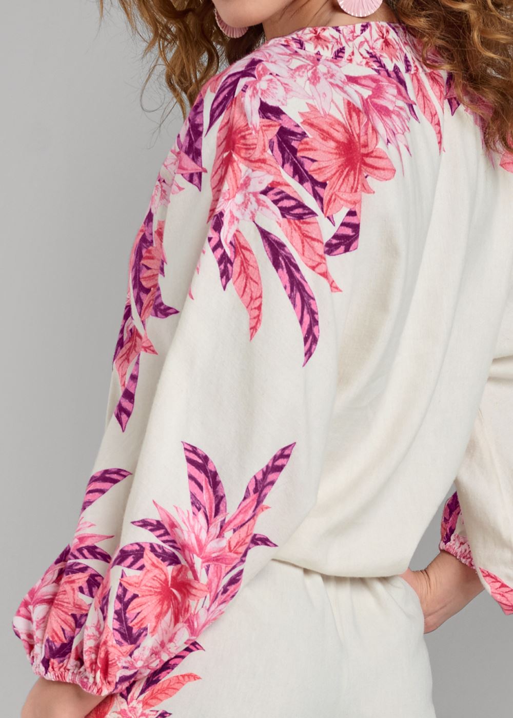 Venus Strawberry Floral Print Top in Pink Multi