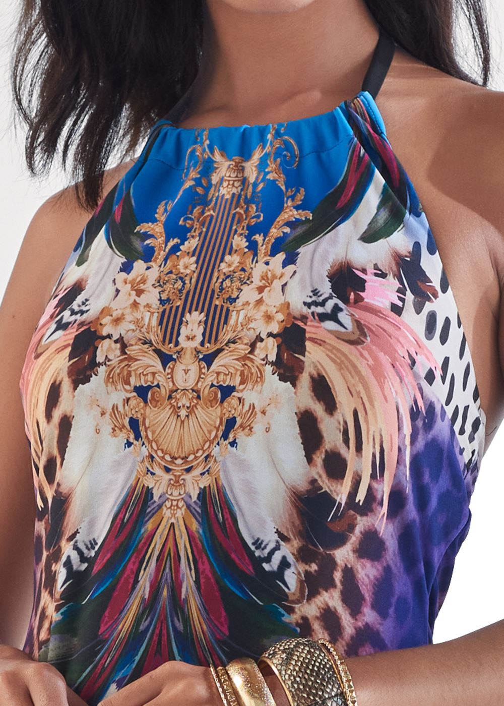 Venus Jungle Party Halter Dress - Purple Multi