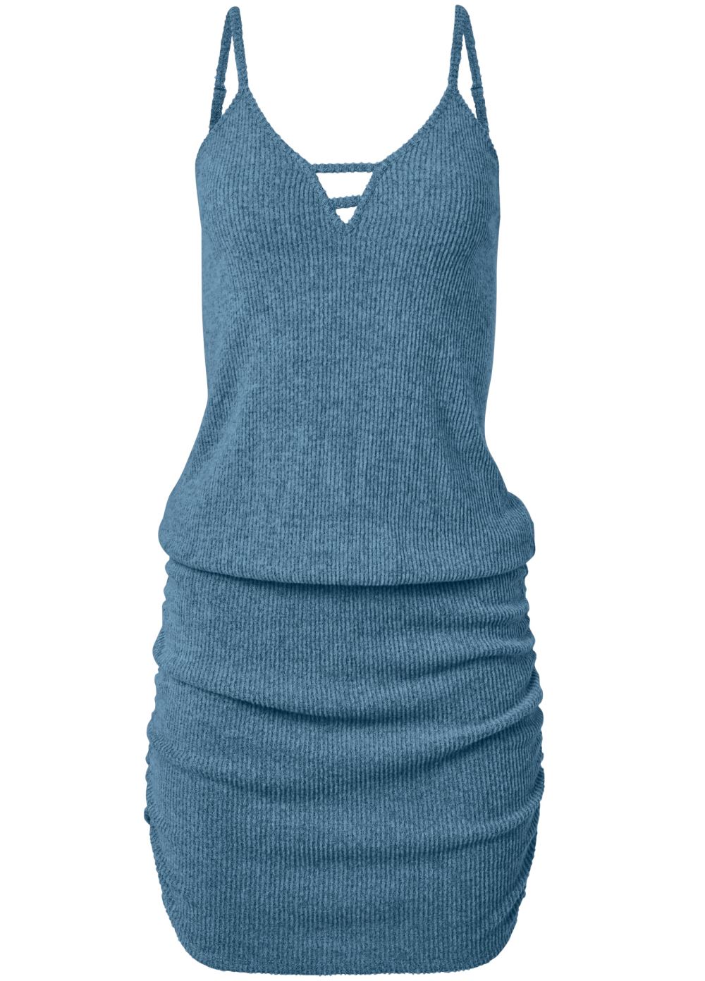 Venus Casual Ribbed Dress - Blue