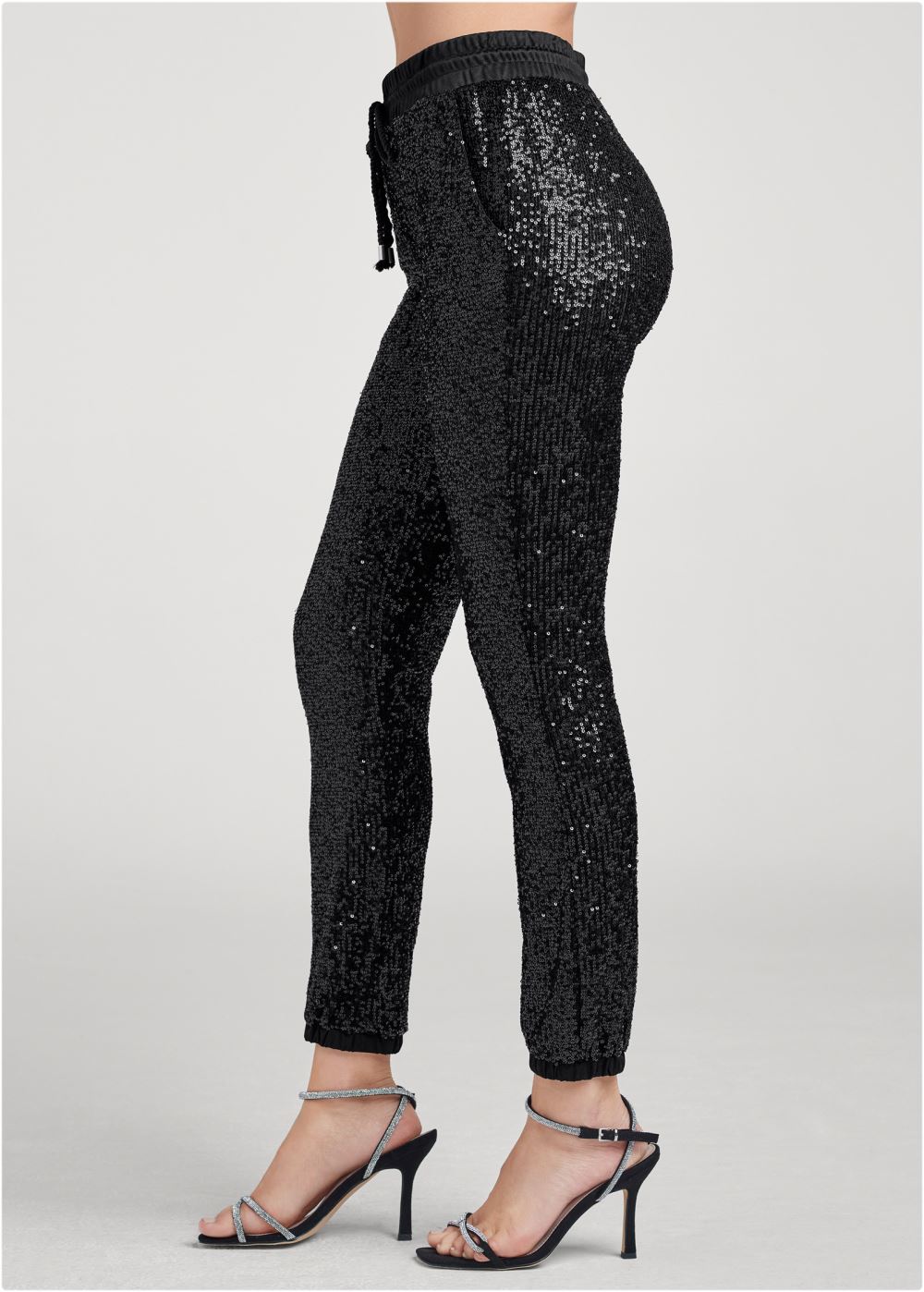 Venus Sequin Jogger Pants in Black