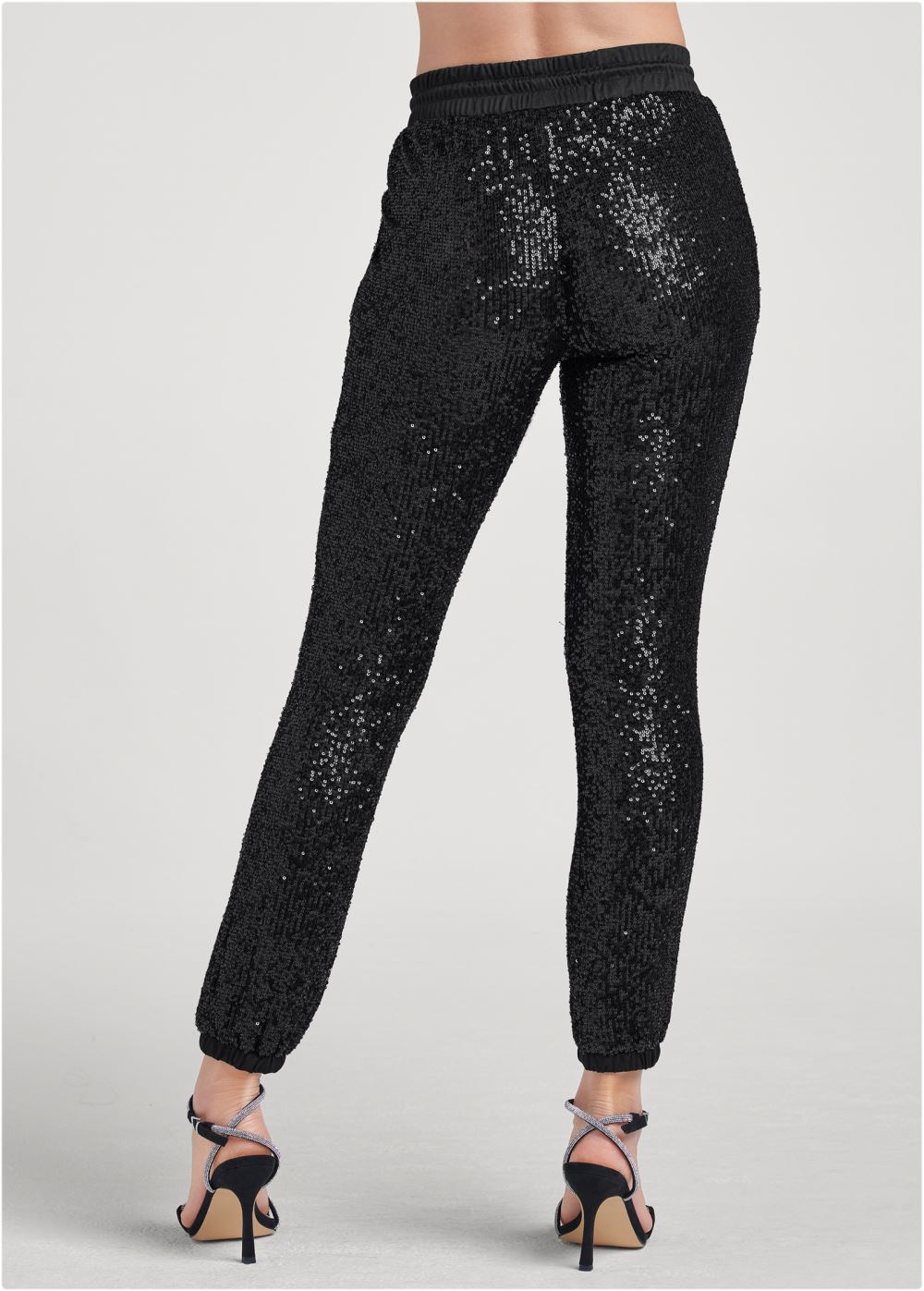Venus Sequin Jogger Pants in Black