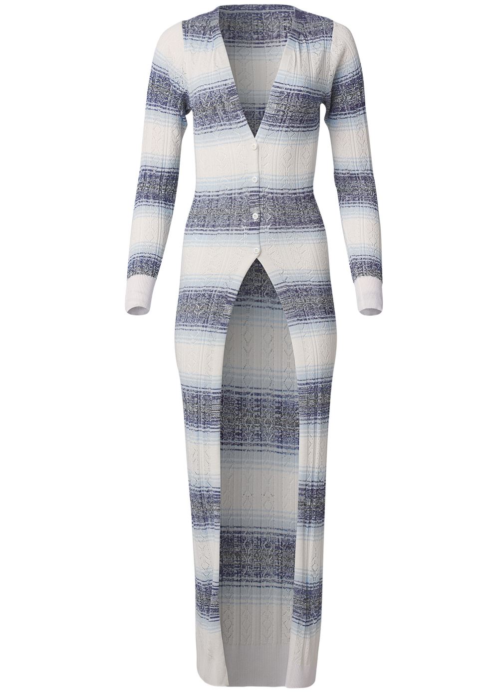 Venus VENUS | Ombre Striped Duster in White Multi