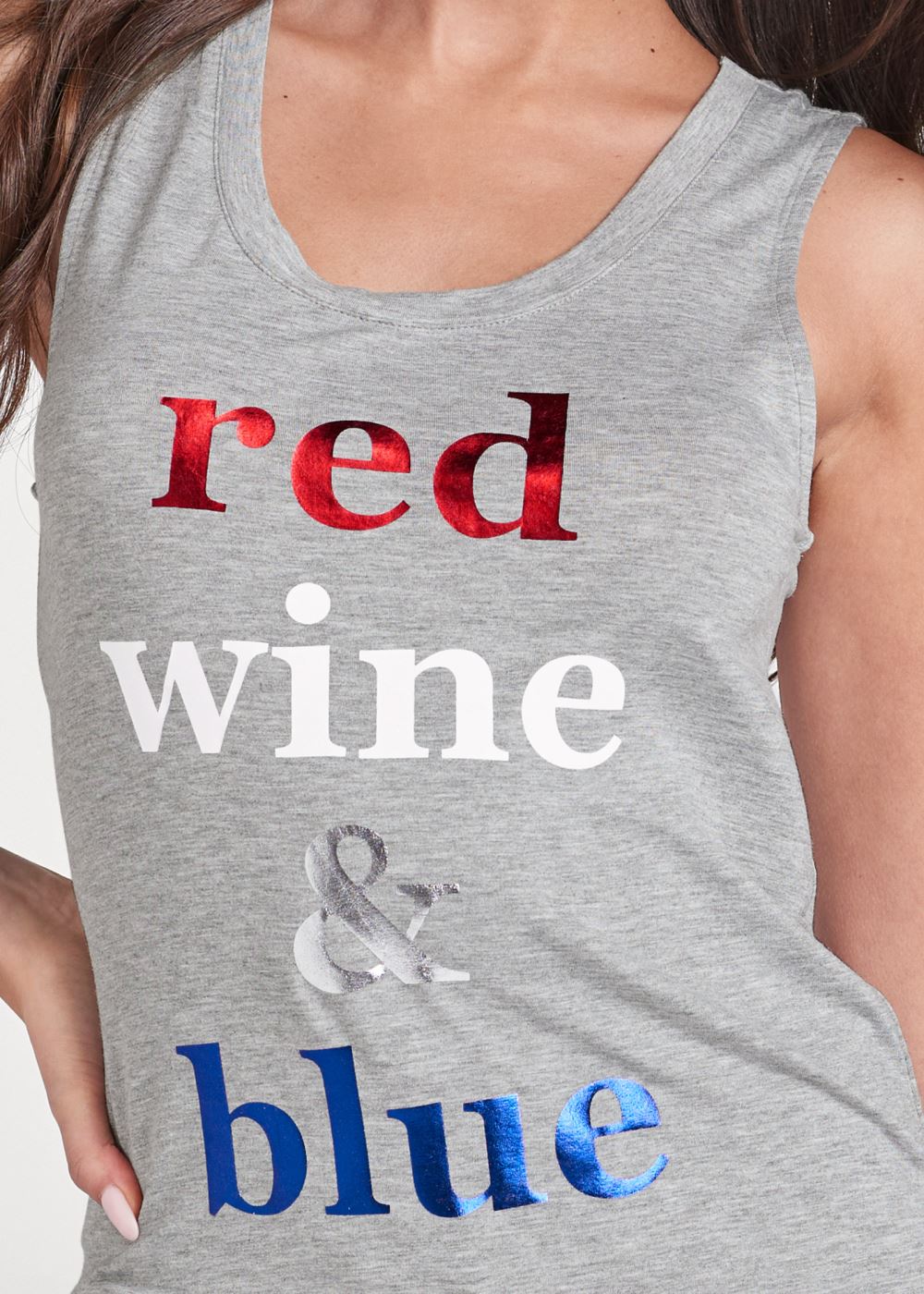 Venus Red Wine And Blue Lounge Tank Top in Heather Grey