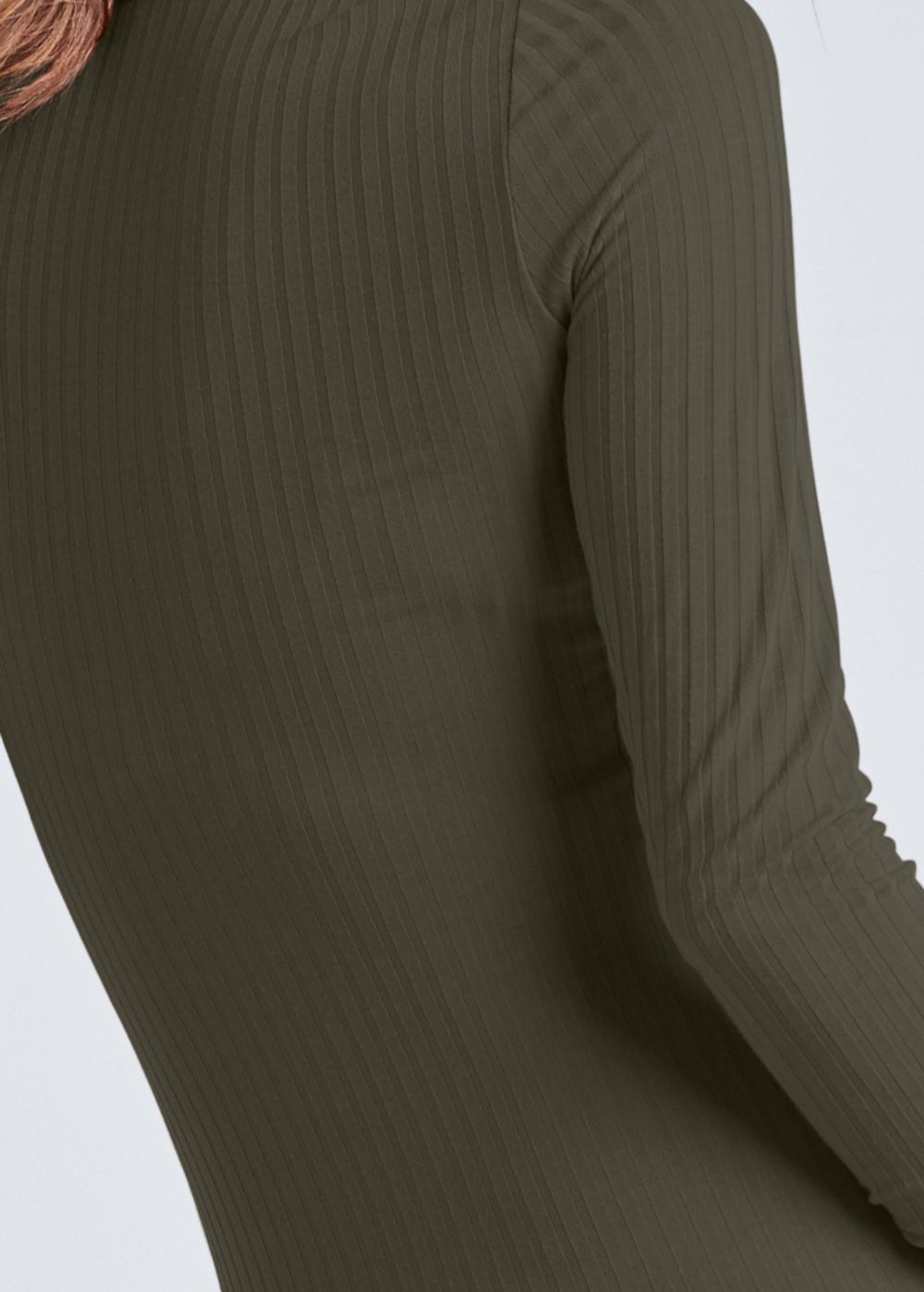 Venus Ribbed Mock-Neck Long Dress - Olive