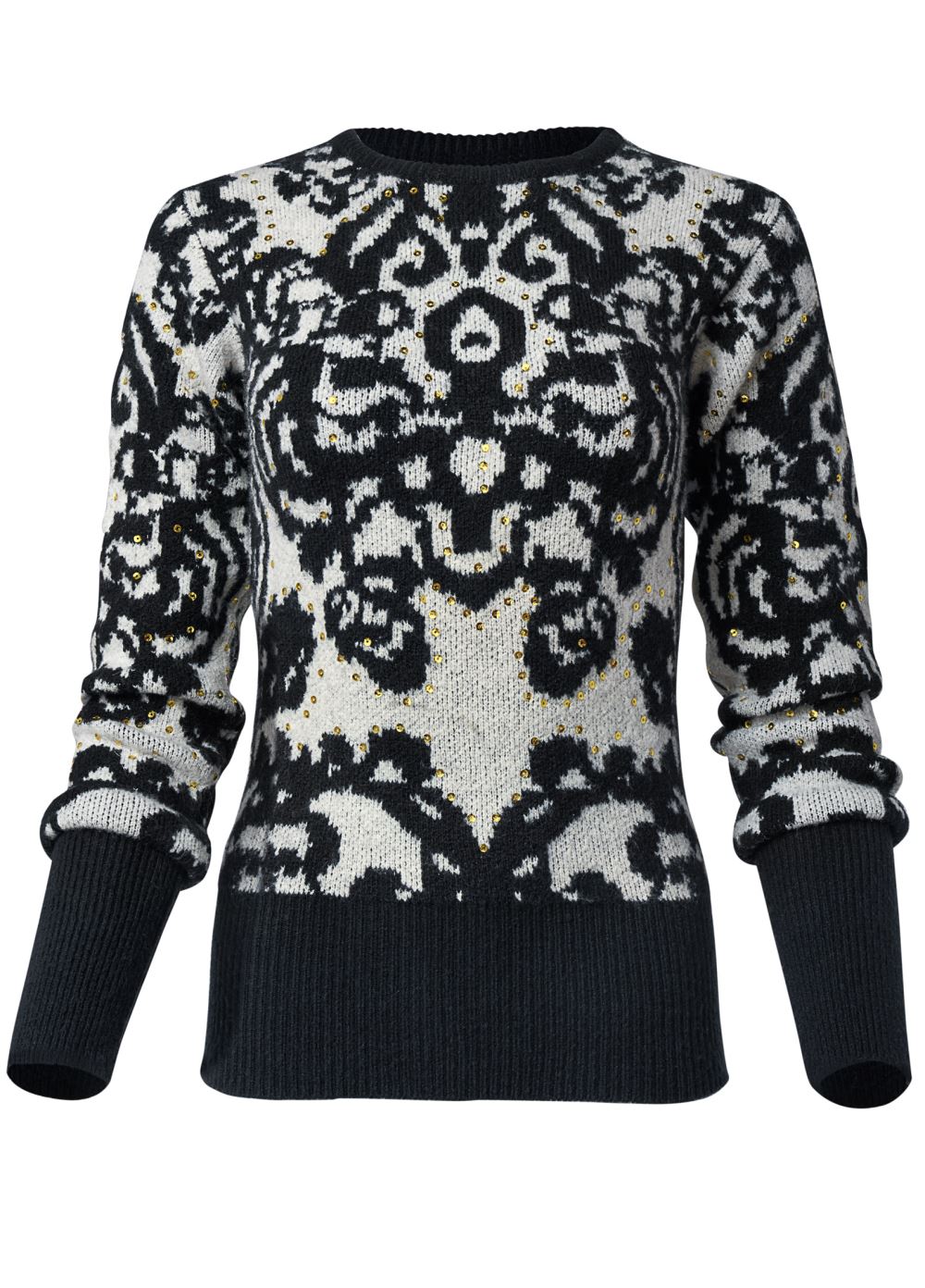 Venus VENUS | Sequin Jacquard Sweater in Black & White