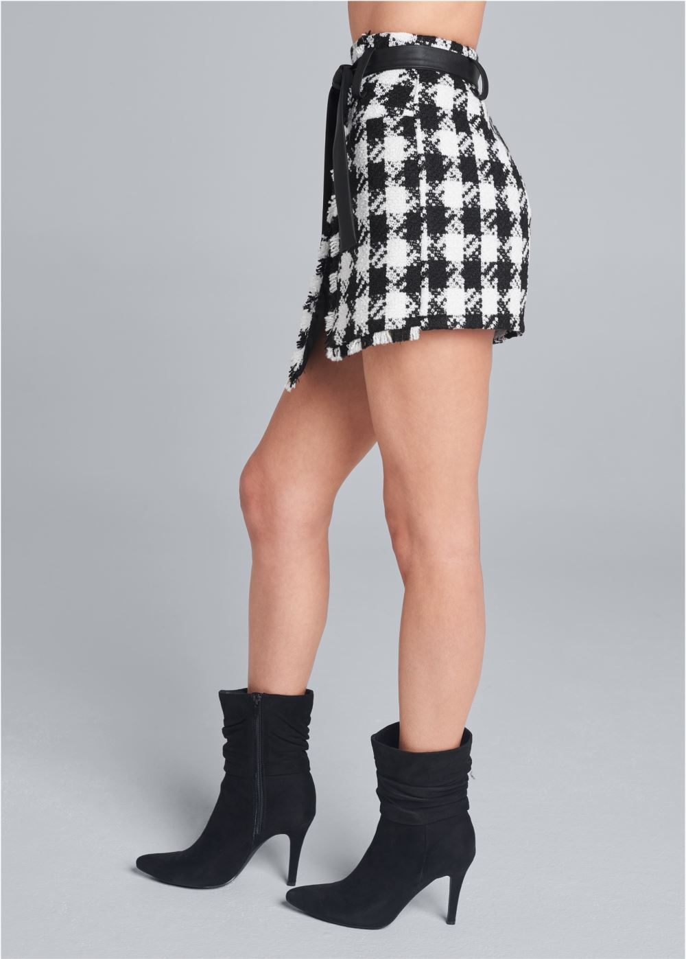 Venus Black & White TWEED SKORT WITH BELT