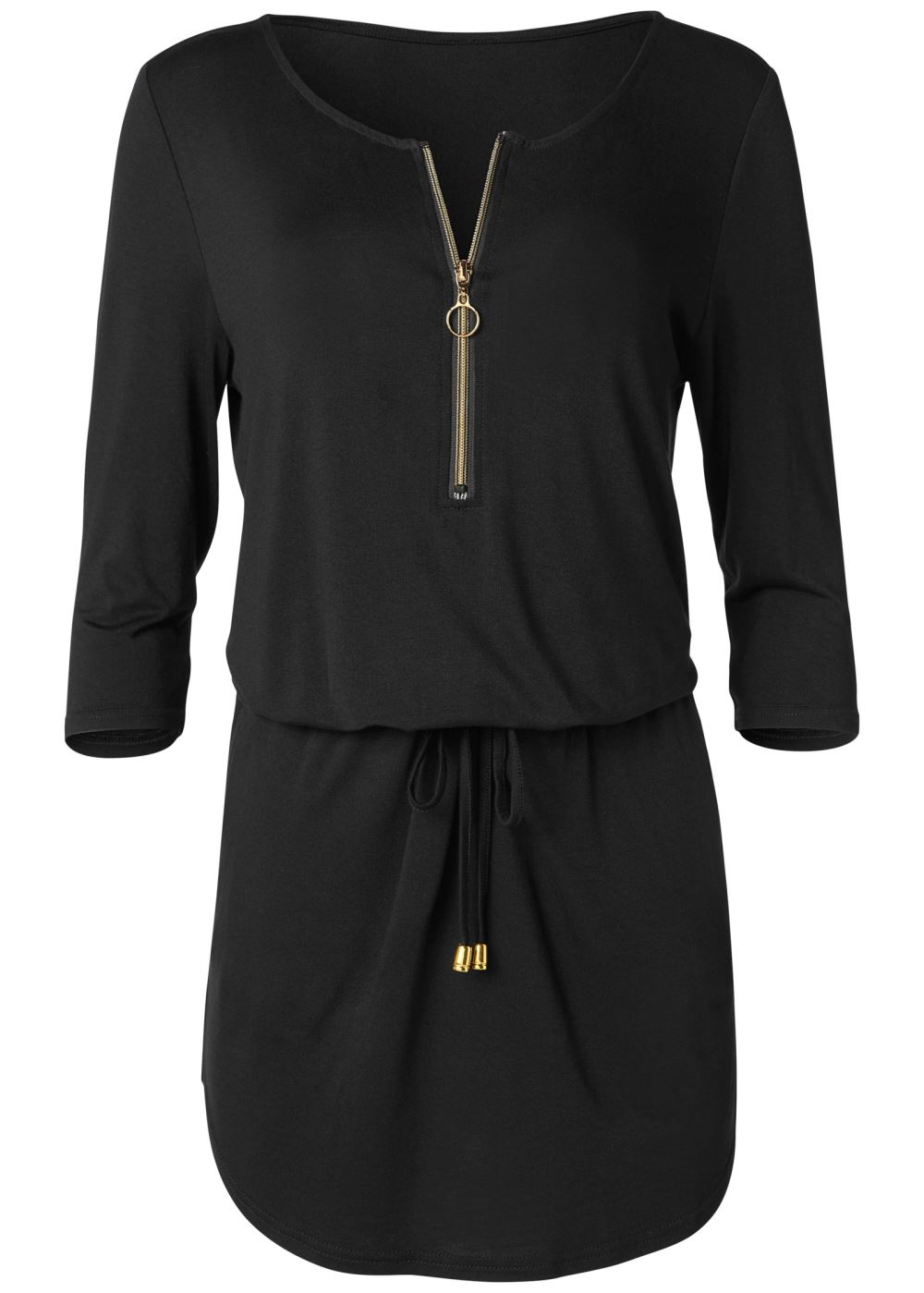 Venus Zip Detail Casual Dress - Black