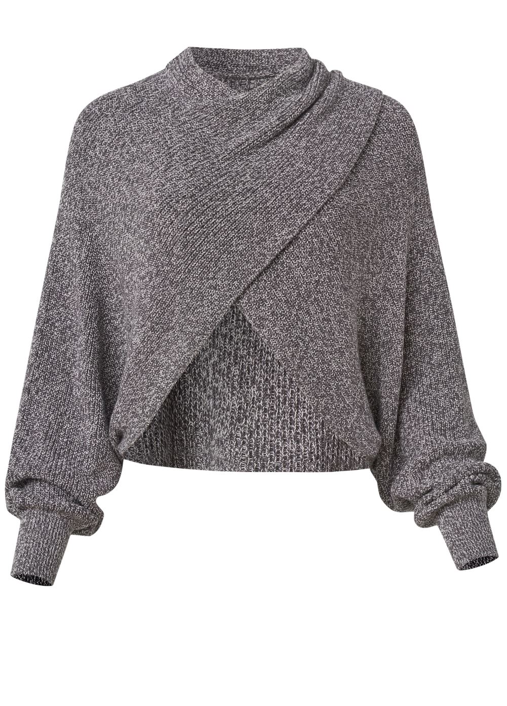 Venus VENUS | Crisscross Drop Shoulder Sweater in Dark Grey Multi