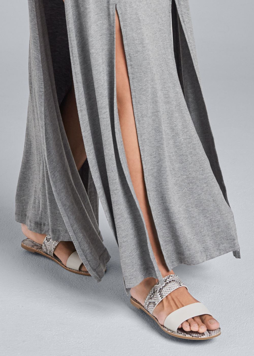 Venus High Slit Casual Maxi Dress - Heather Grey