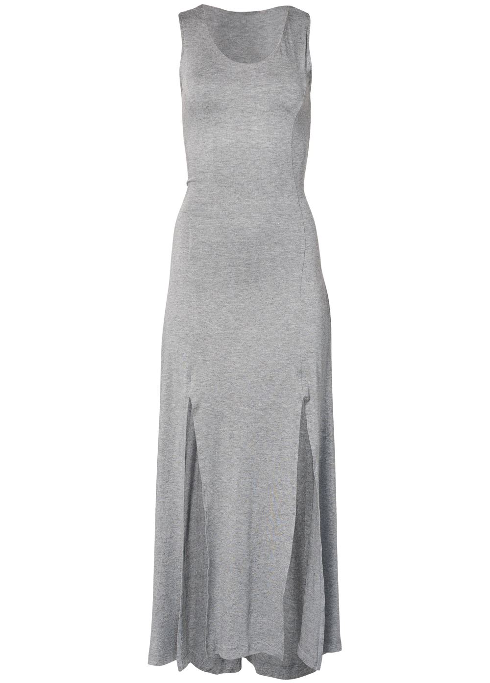 Venus High Slit Casual Maxi Dress - Heather Grey