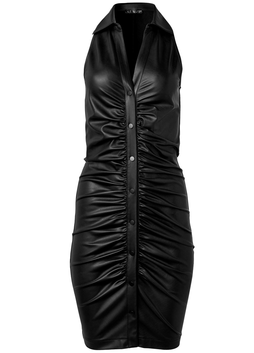 Venus Faux-Leather Bodycon Dress - Black
