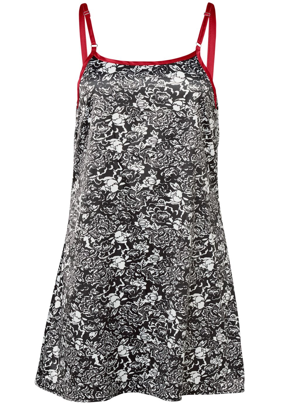 Venus Black Multi SATIN SLEEP CHEMISE