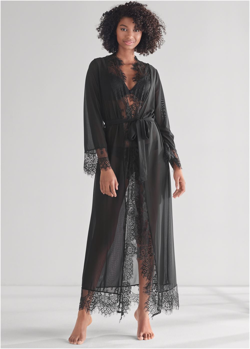 Venus Black LONG SLEEVED MAXI ROBE