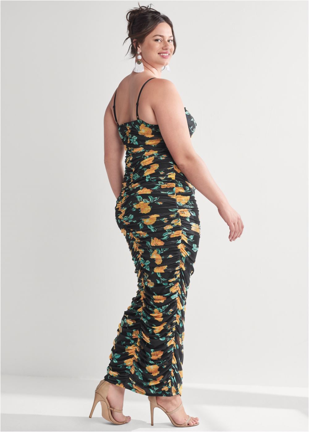 Venus Plus Size Floral Ruched Bodycon Dress