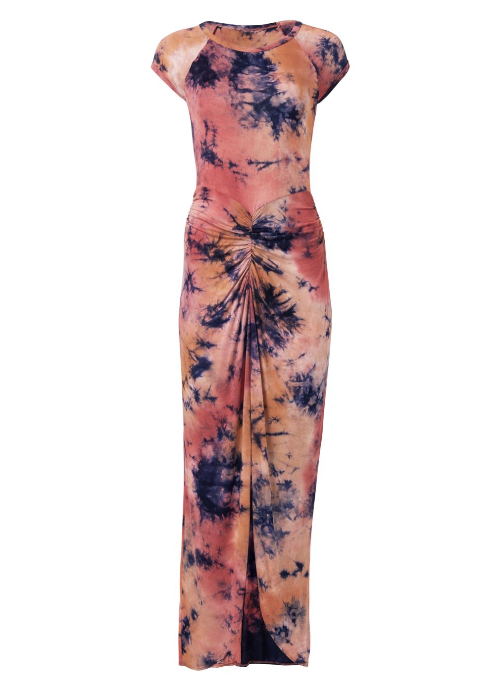 Venus Plus Size Ruched Tie Dye Maxi Dress