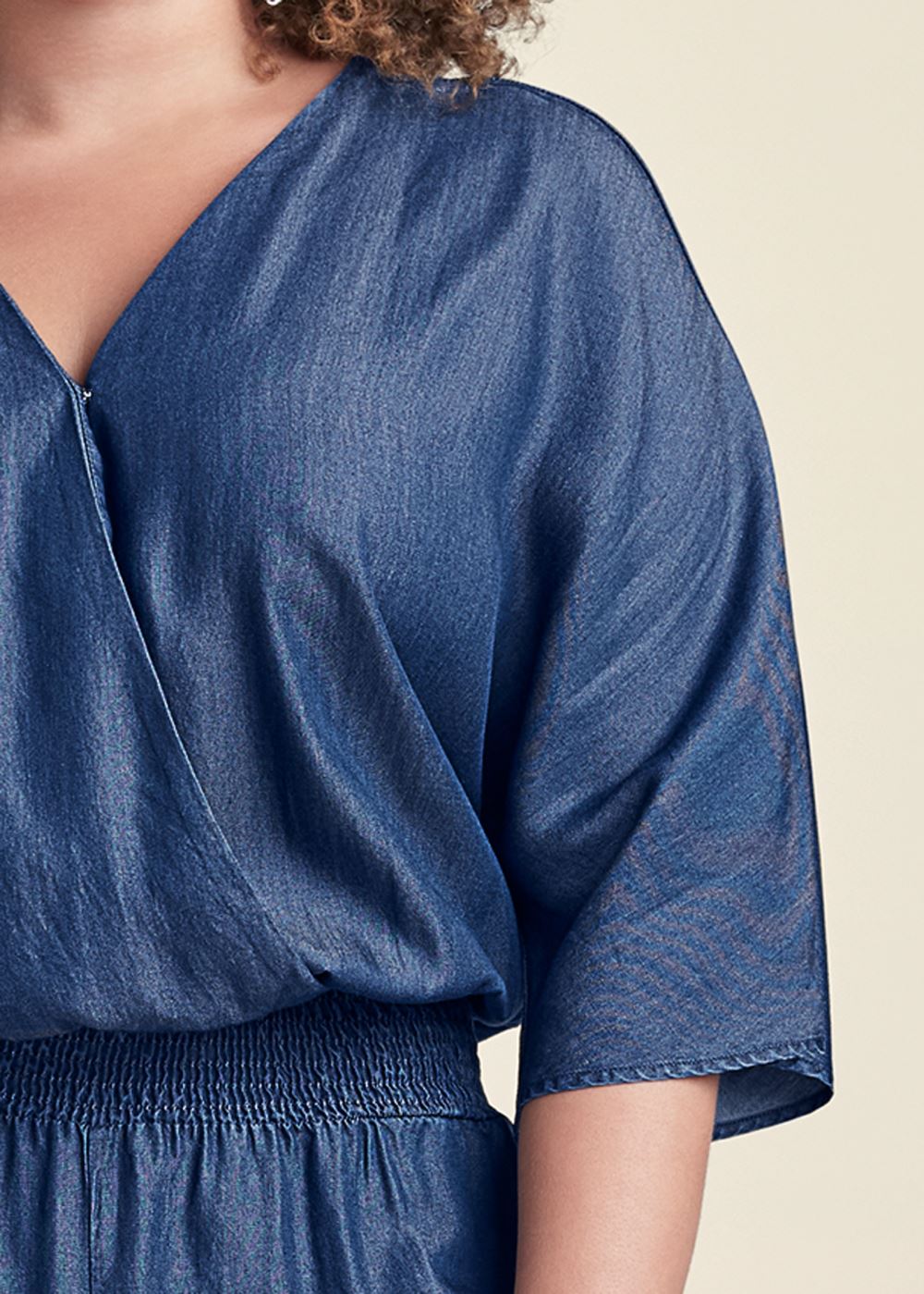 Venus Plus Size Chambray Jumpsuit in Dark Wash