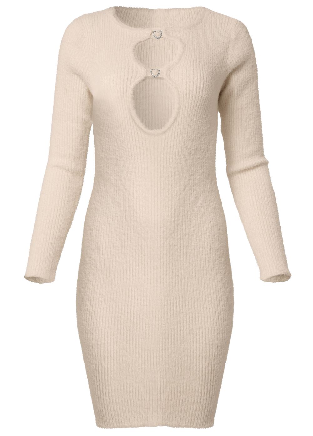 Venus Plus Size Keyhole Detail Embellished Sweater Dress