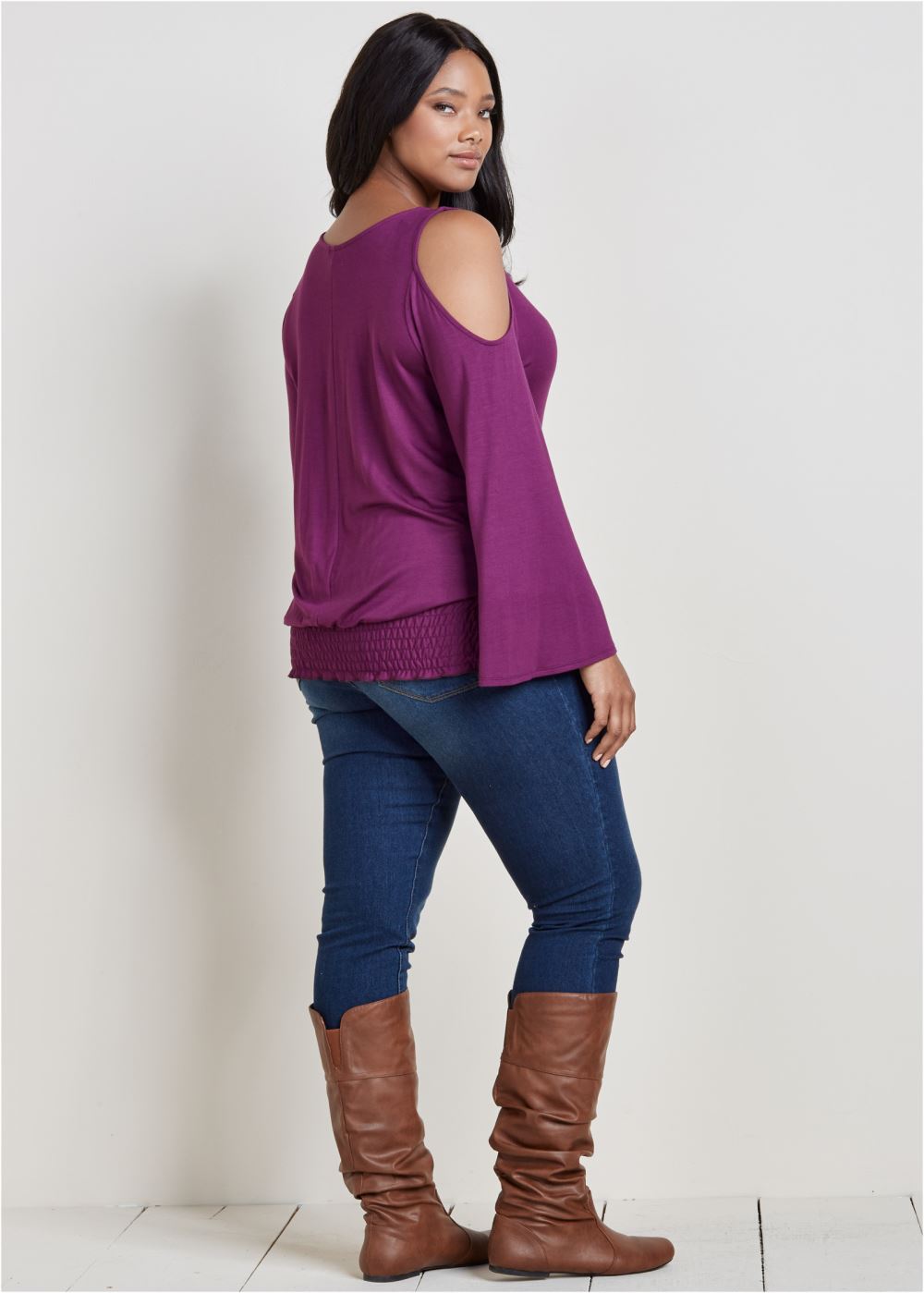 Venus Plus Size Cold-Shoulder Blouson Top