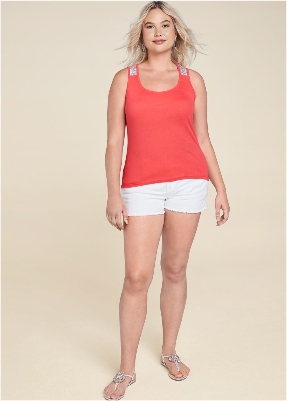 Venus Coral SEQUIN DETAIL TANK
