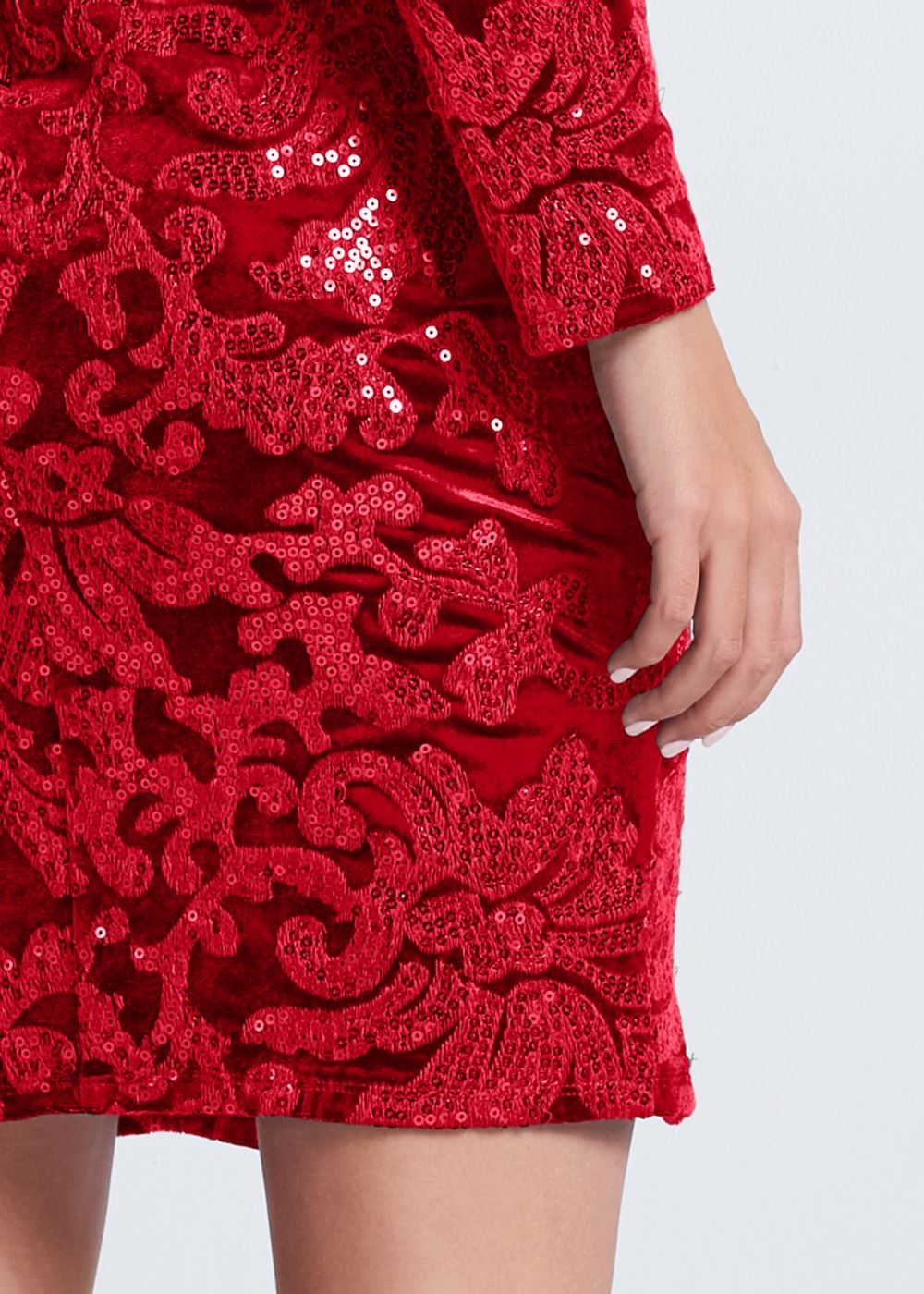 Venus Plus Size Sequin Velvet Detail Dress