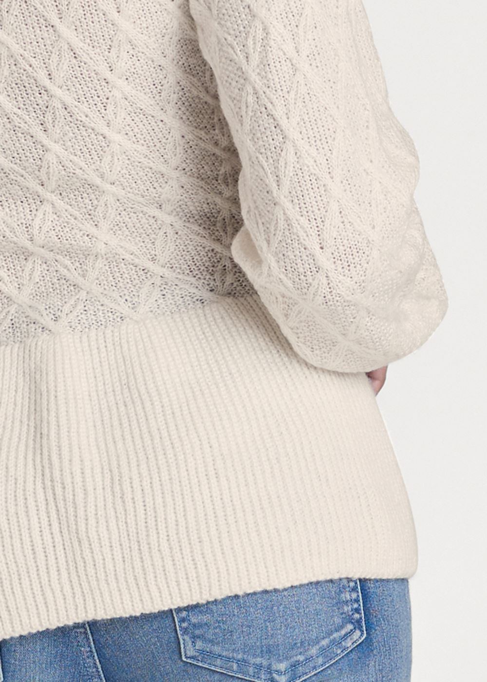 Venus Plus Size Rose Detail Peplum Sweater in Off White & Red