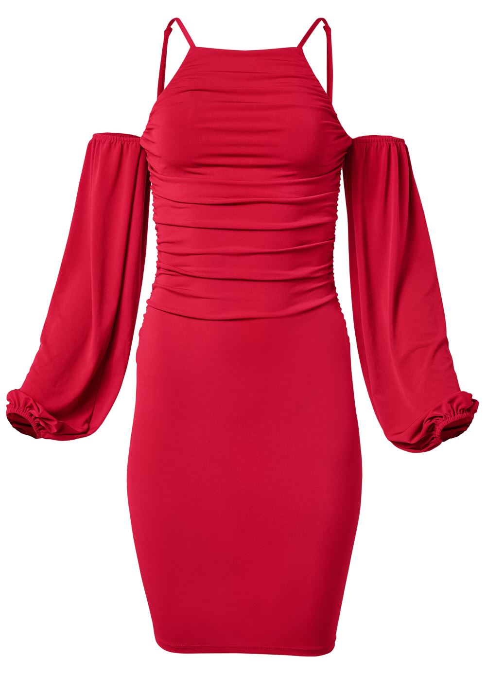 Venus Plus Size Cold-Shoulder Ruched Dress