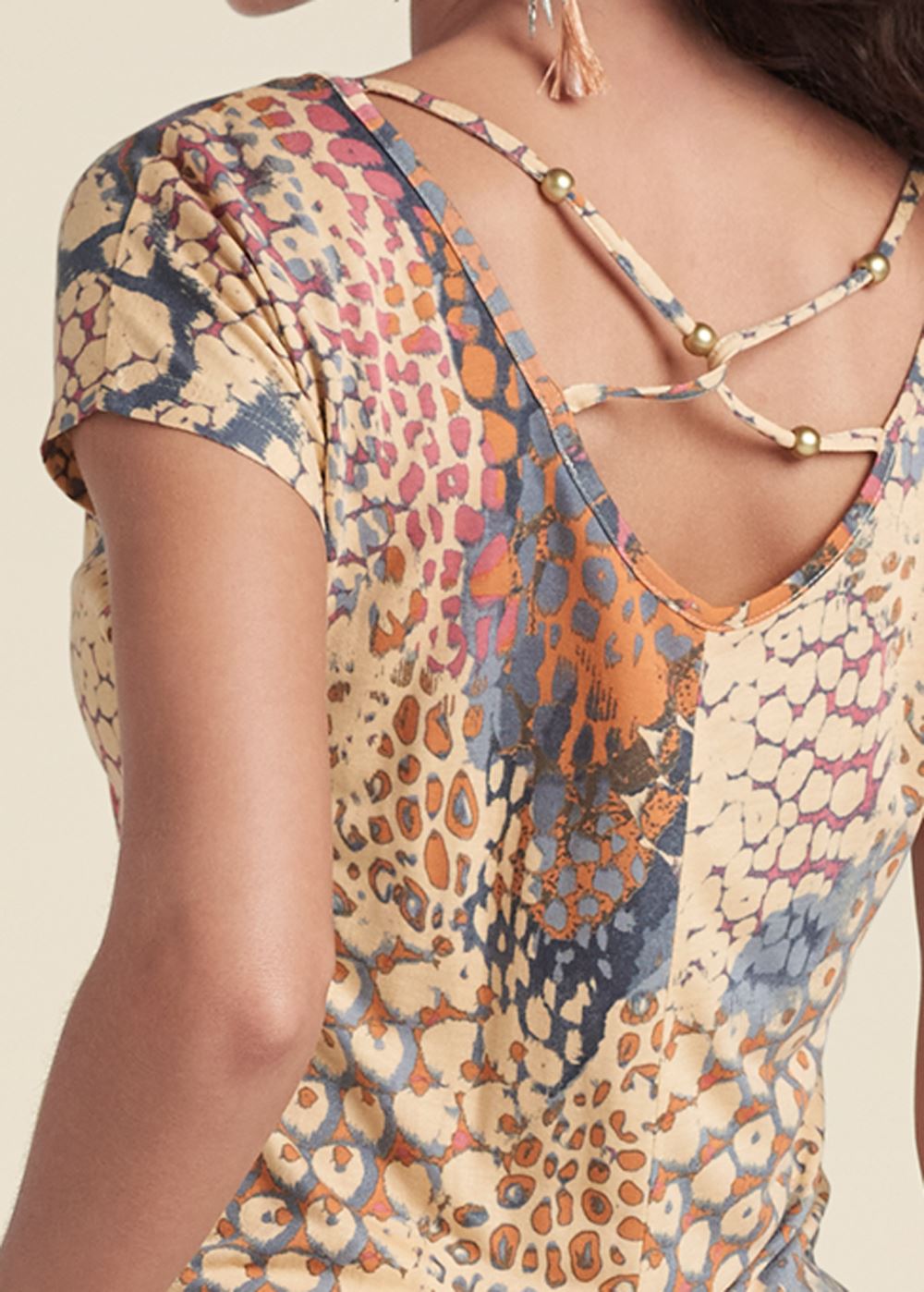 Venus Plus Size Abstract Mirage V-Neck Romper in Orange Multi