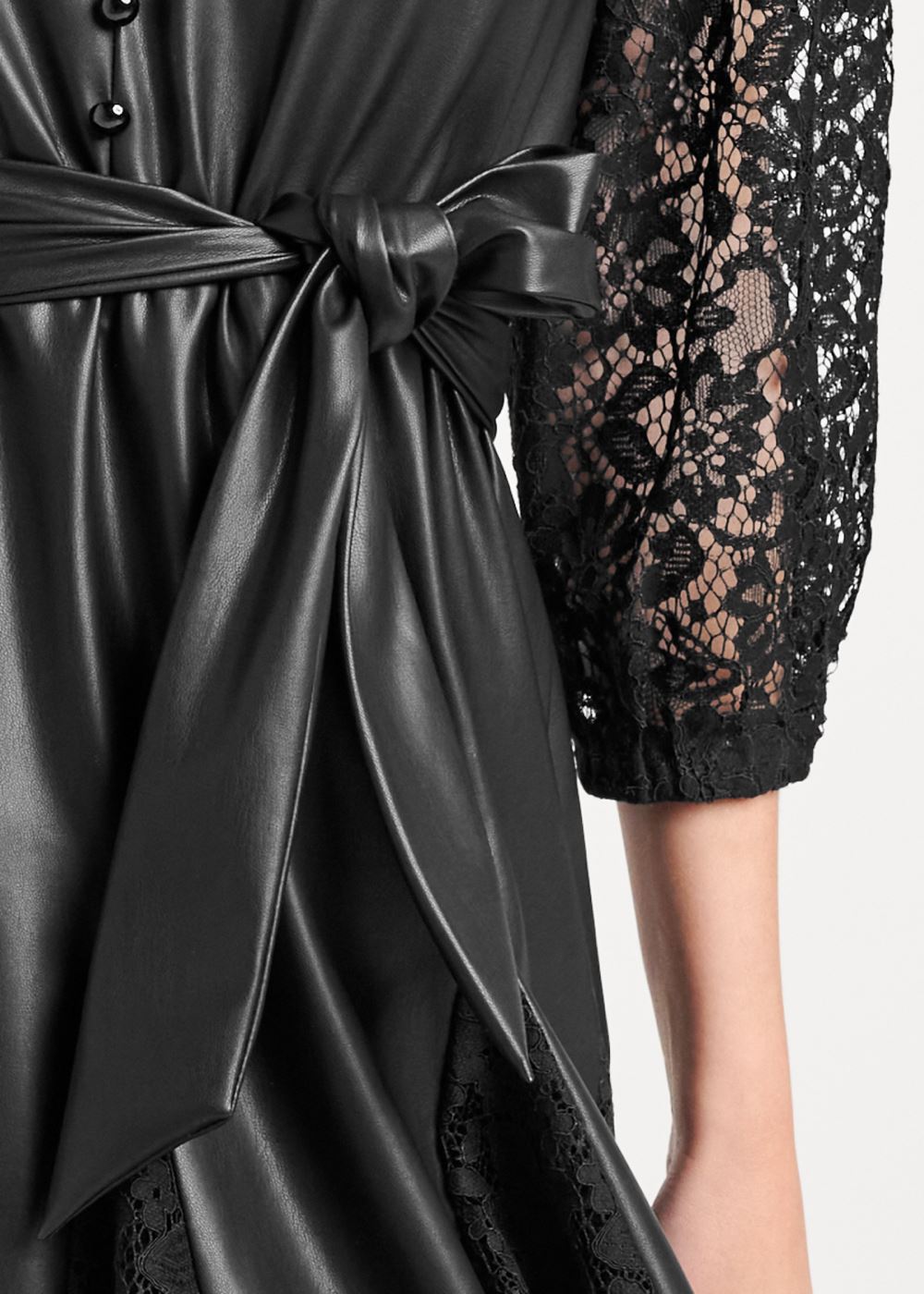 Venus Plus Size Faux-Leather And Lace Dress