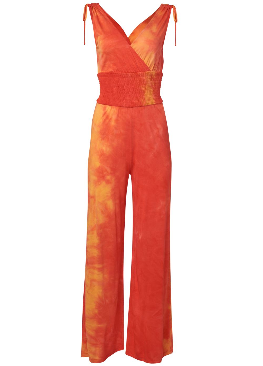 Venus Plus Size Tie Dye Jumpsuit in Orange Multi