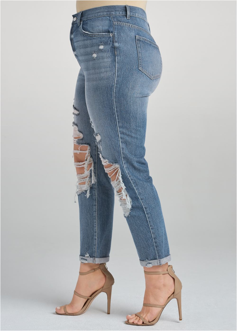 Venus Plus Size New Vintage Boyfriend Jeans in Medium Wash