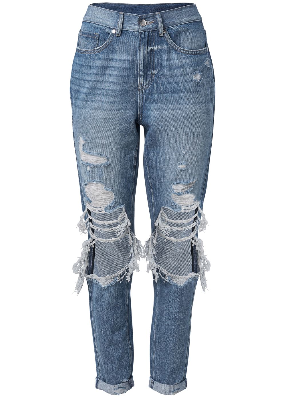 Venus Plus Size New Vintage Boyfriend Jeans in Medium Wash