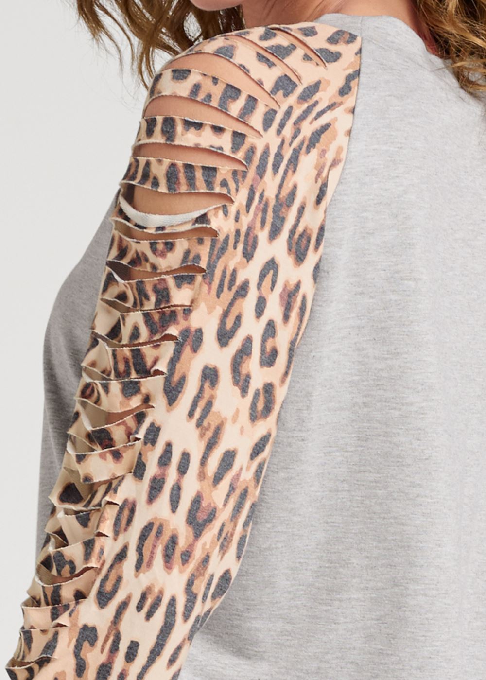 Venus Plus Size Cheetah Print Slash Sweatshirt