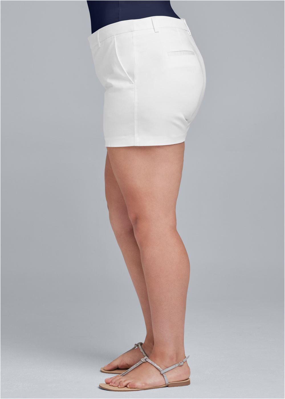 Venus Plus Size Solid Shorts - White