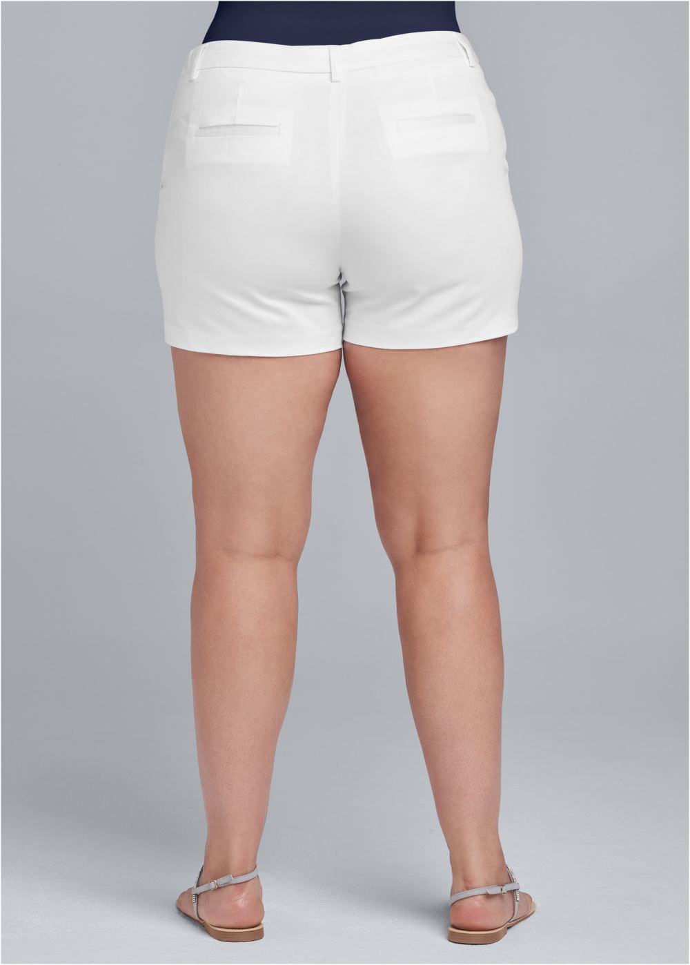 Venus Plus Size Solid Shorts - White