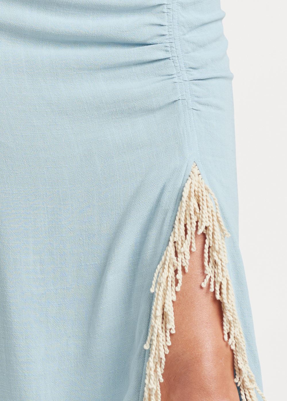 Venus Plus Size Fringe Detail Maxi Skirt - Blue