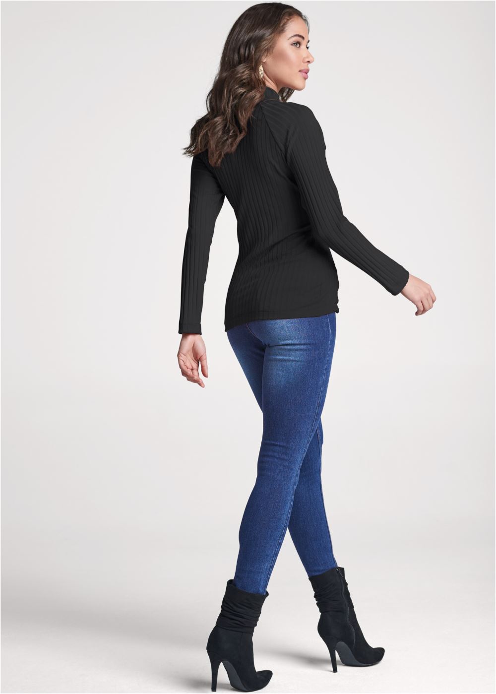 Venus Plus Size Ribbed Mock-Neck Top