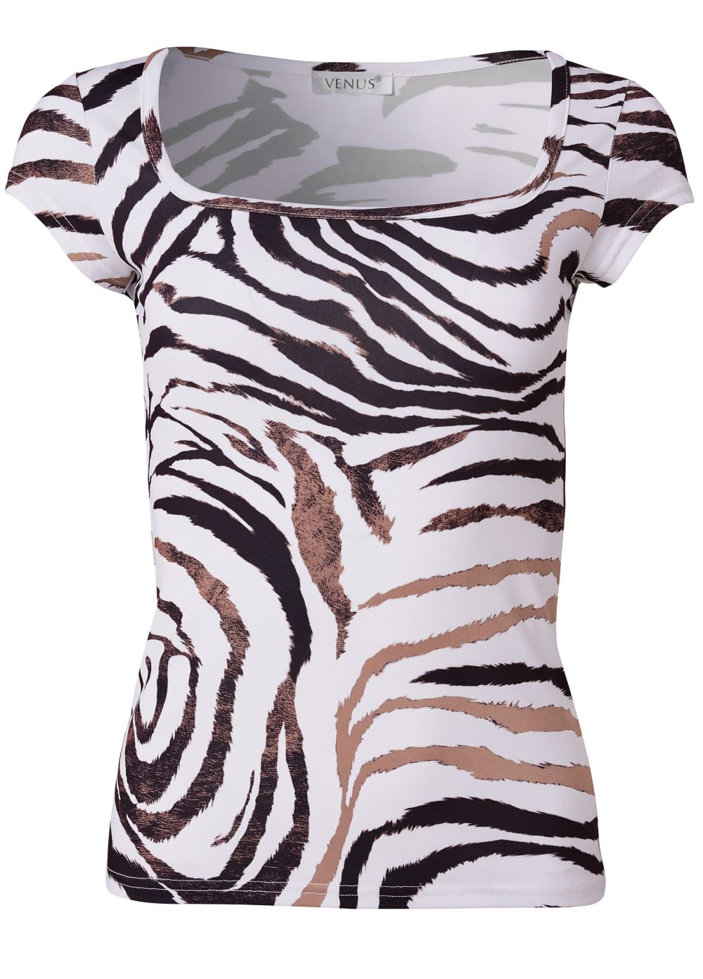 Venus White Multi PRINTED SQUARE NECK TOP