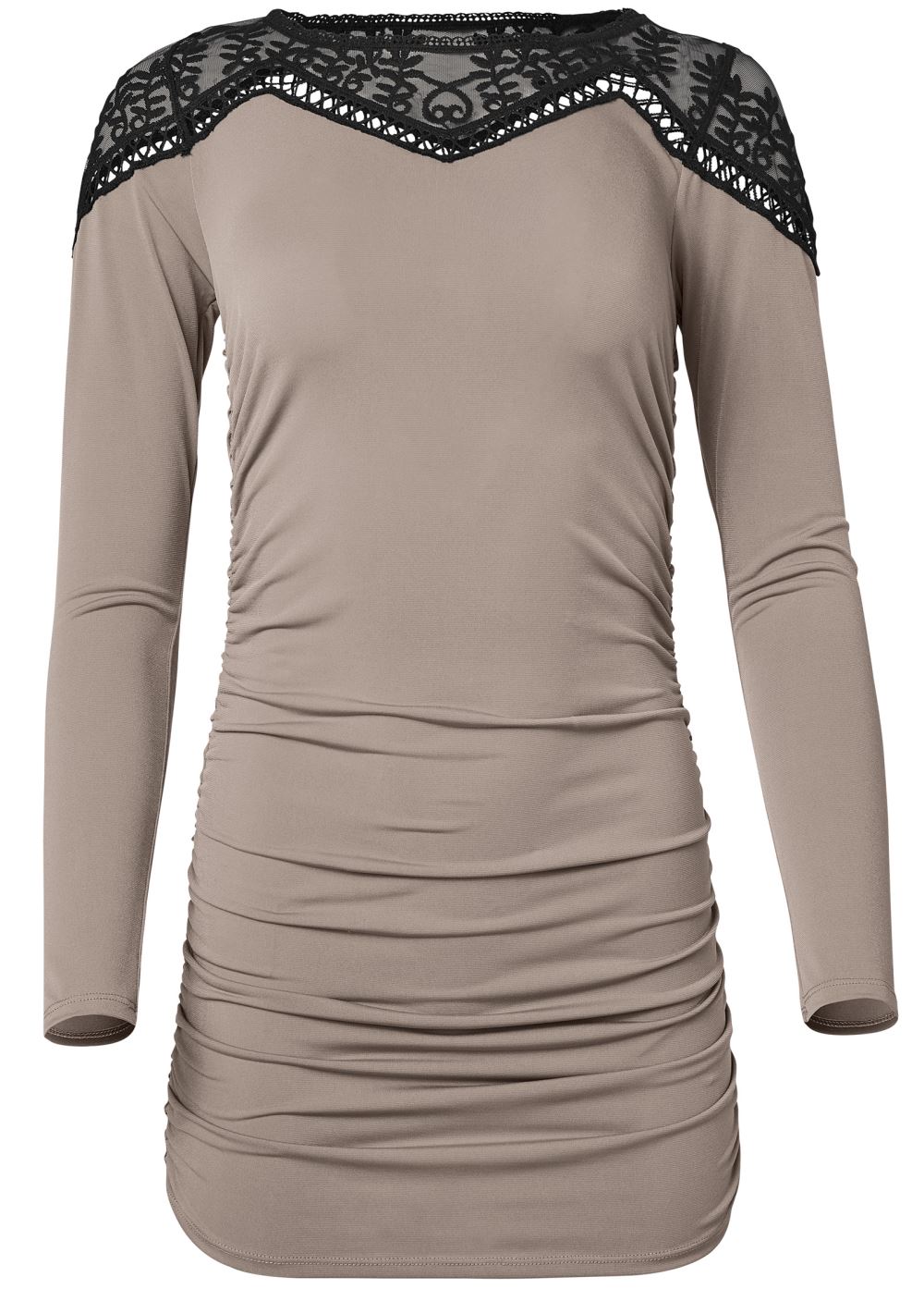Venus Plus Size Lace Neckline Ruched Top