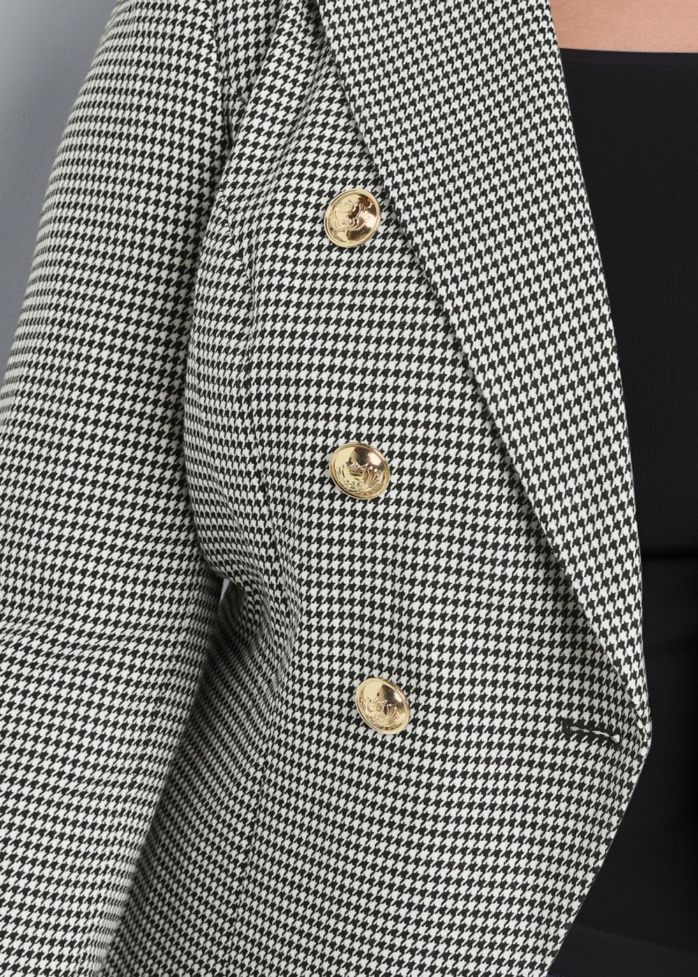 Venus Houndstooth Double Breasted Blazer in Black & White